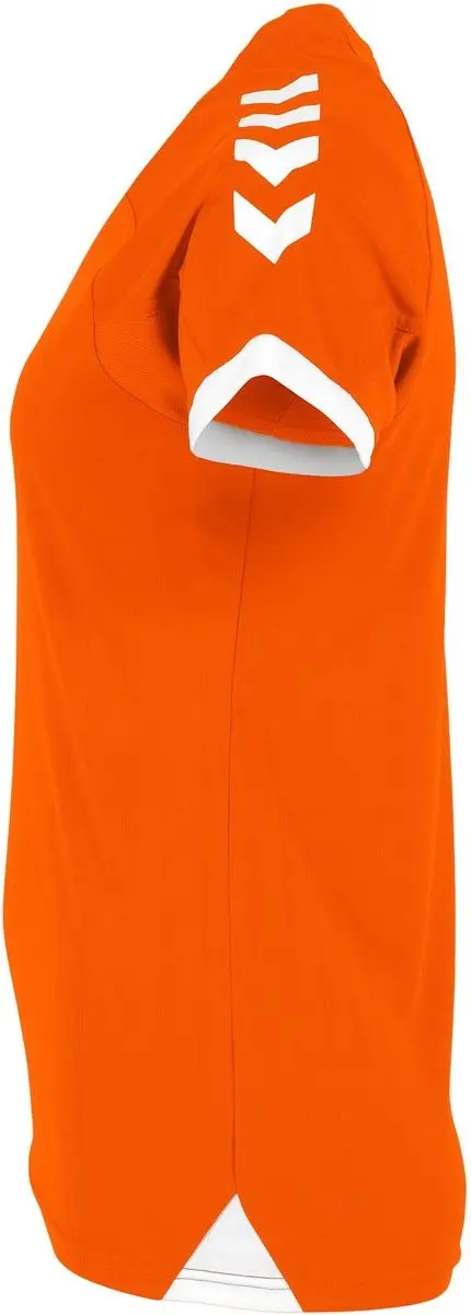 Hummel Fyn Shirt Dames Korte Mouw - Oranje/Wit XL