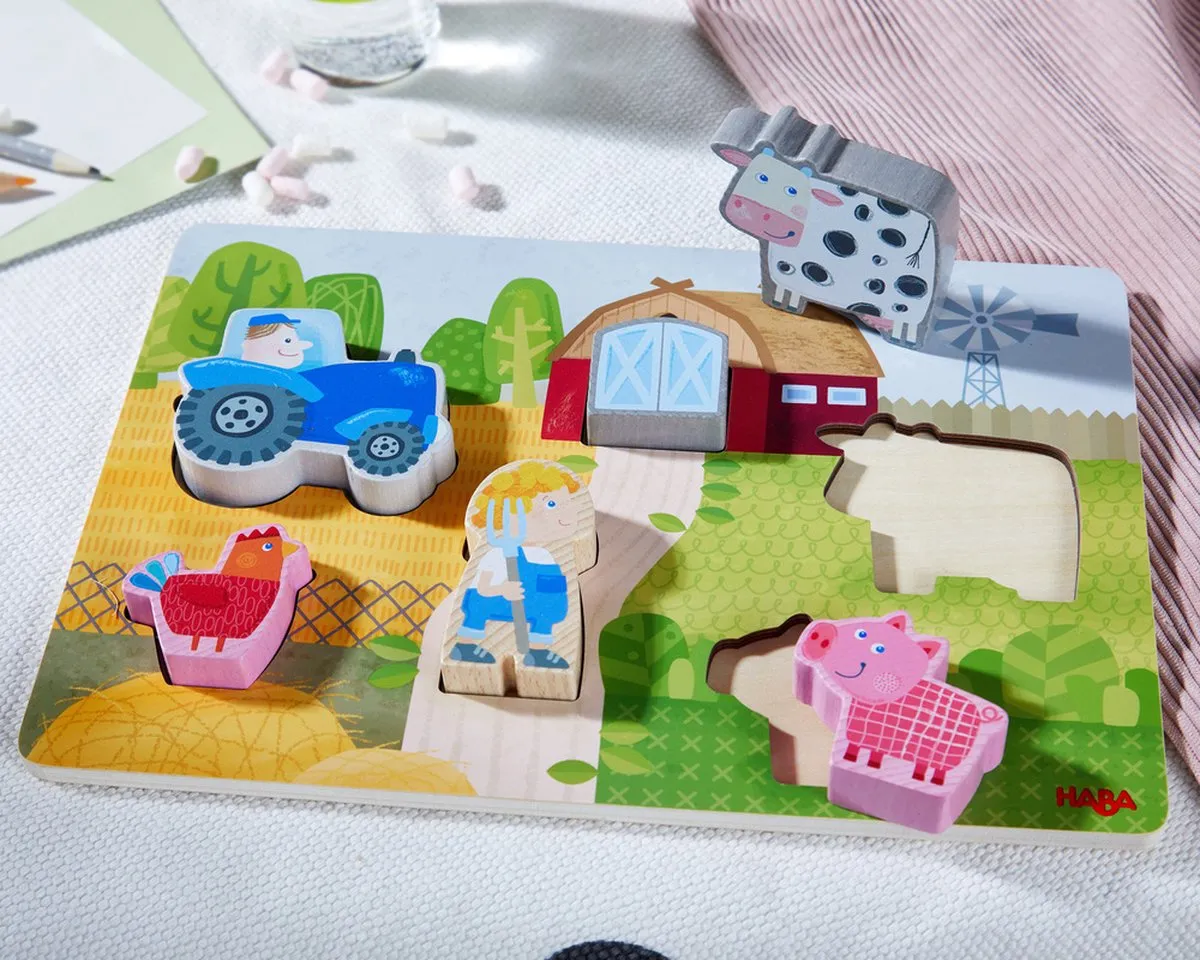 Haba Vormenpuzzel Boerderij Hout - 6-delig Multicolor - afbeelding 2 van 2