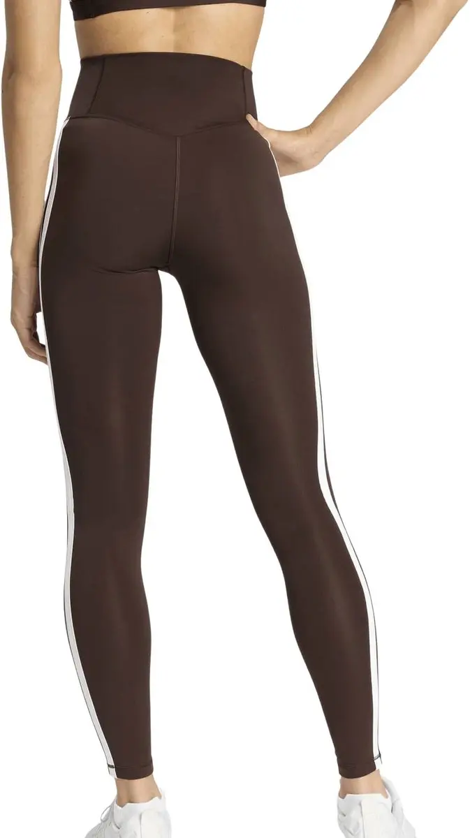 Adidas Optime Essentials 3-Stripes Legging Dames M - Donkerbruin/Wit