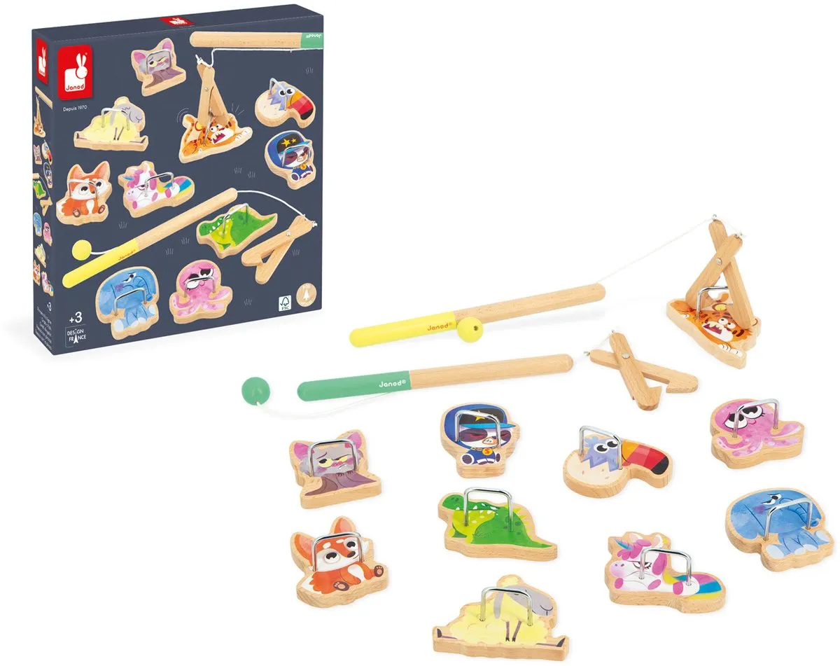 Janod Applepop 3352 Visspel Grijpspel - 10 Dieren