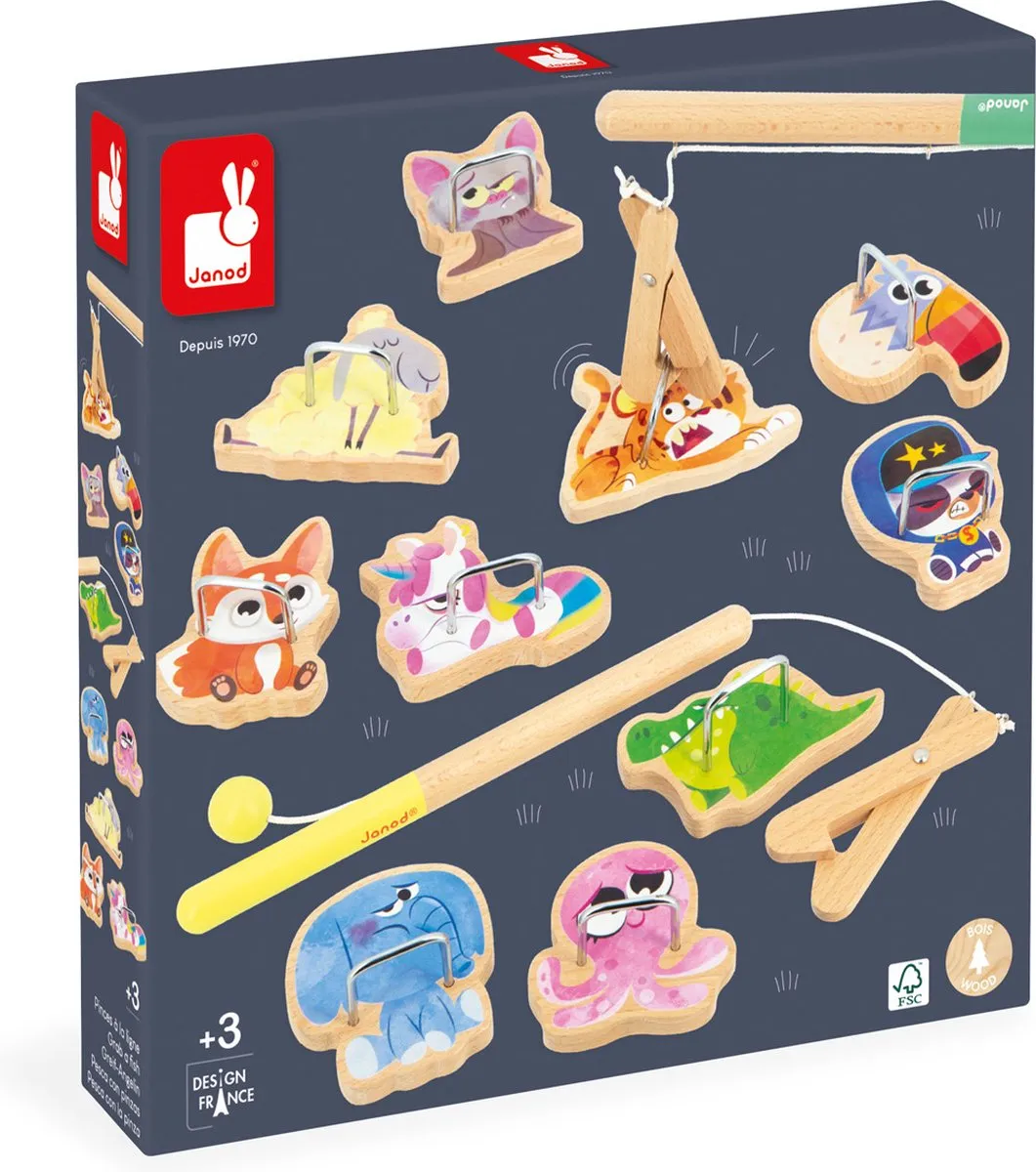 Janod Applepop 3352 Visspel Grijpspel - 10 Dieren - afbeelding 6 van 6