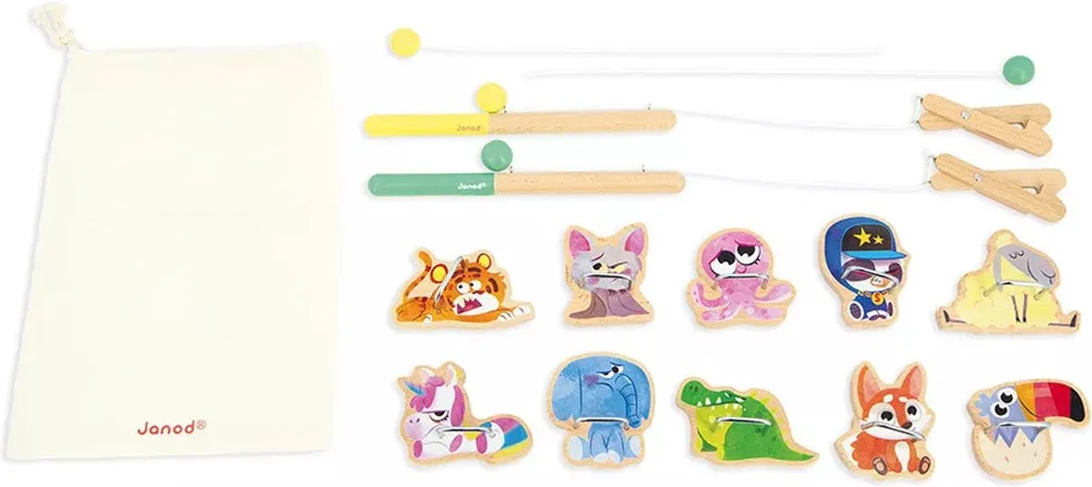 Janod Applepop 3352 Visspel Grijpspel - 10 Dieren