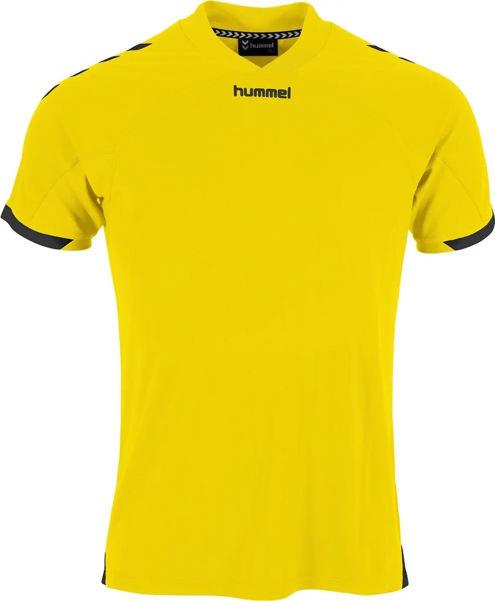 Hummel Fyn Shirt Korte Mouw Kinderen - Geel/Zwart 164