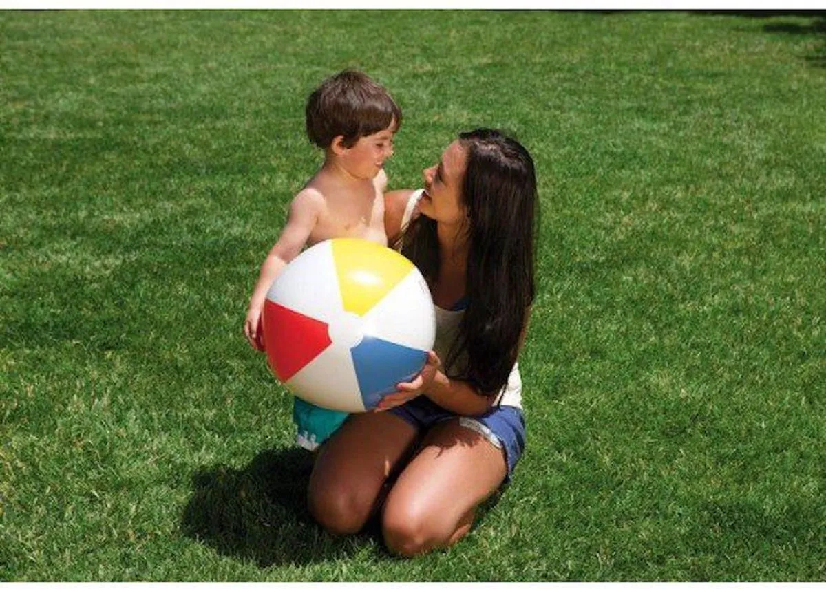 Intex Glossy Strandbal 51cm - Blauw/Rood/Geel