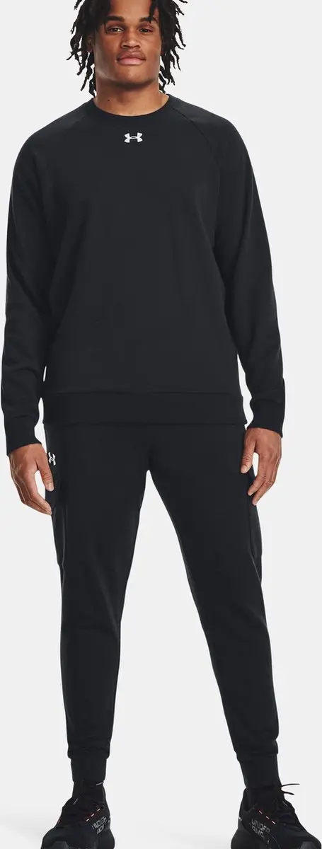 Under Armour UA Rival Fleece Crew Heren Sporttrui - Zwart/Wit - afbeelding 6 van 6
