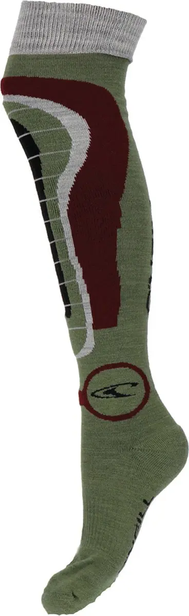 O'Neill Skisokken Unisex 35-38 - 2 Paar - Groen/Bordeaux/Grijs