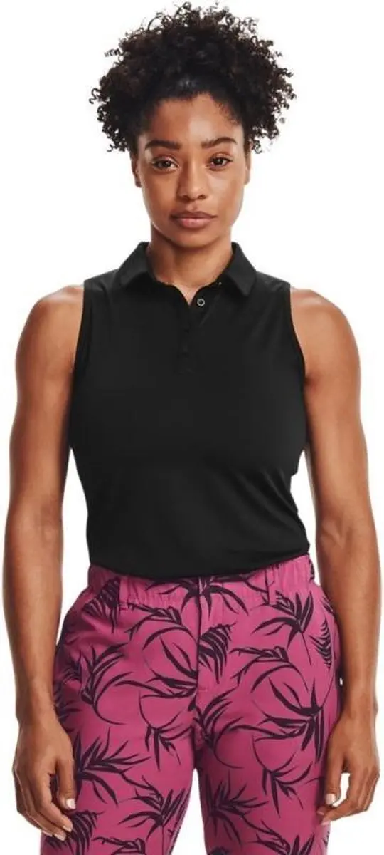 Under Armour Zinger Mouwloze Polo - Dames M - Zwart