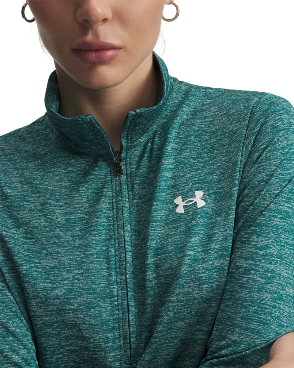 Under Armour Tech 1/2 Zip Twist-GRN Dames Sporttrui - Rack Groen/Wit