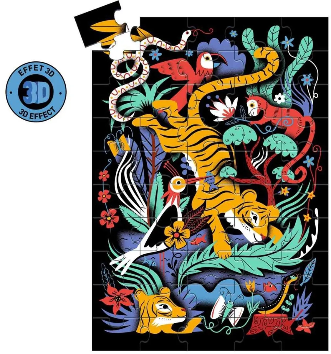 Djeco Wizzy Puzzels The Tiger Leap - 10 Stuks - Multi