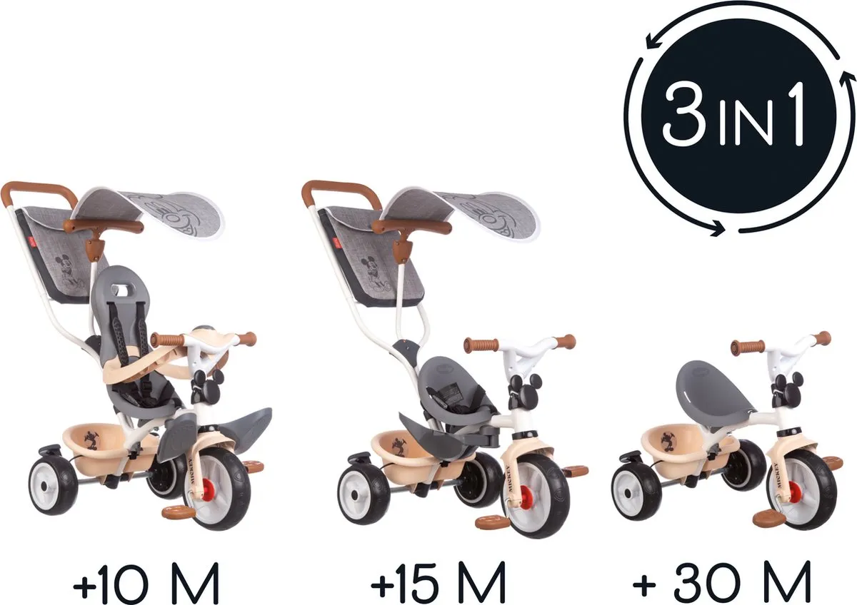 Smoby Baby Balade Plus Mickey Driewieler - Zwart/Grijs - afbeelding 6 van 6