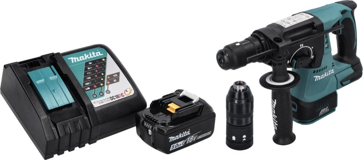 Makita DHR243RT1 Accuboormachine 18V SDS-plus - 1x 5,0Ah - 1 Snelheid - afbeelding 3 van 5