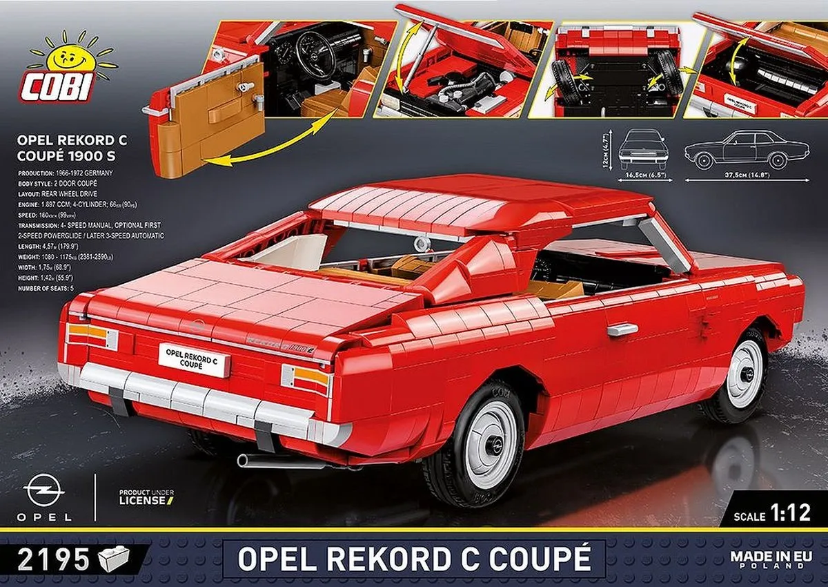 Cobi Opel Rekord C Coupé Bouwset - COBI-24345 - Meerkleurig - afbeelding 6 van 6