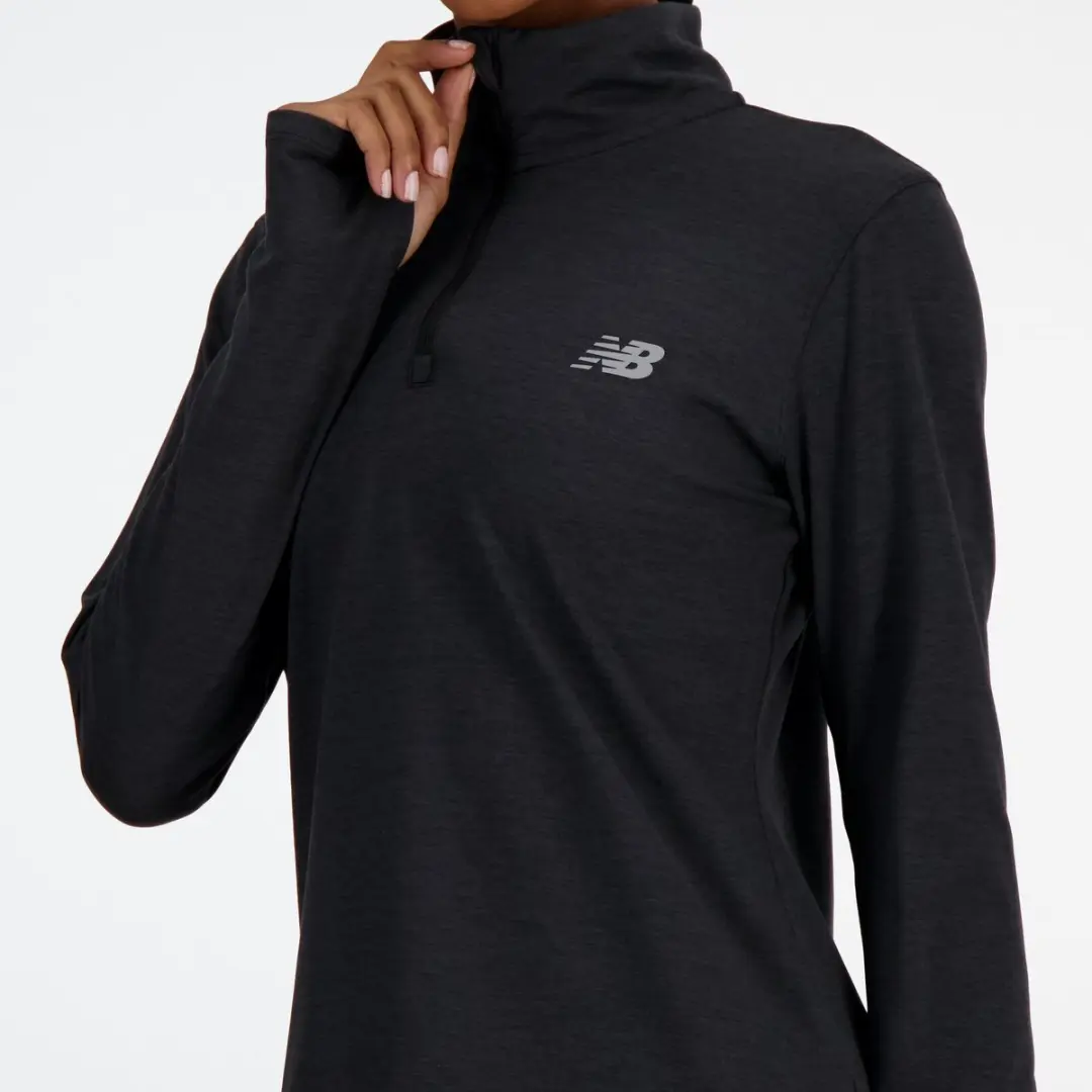 New Balance Sport Essentials Space Dye 1/4 Dames Sporttrui - S - Zwart