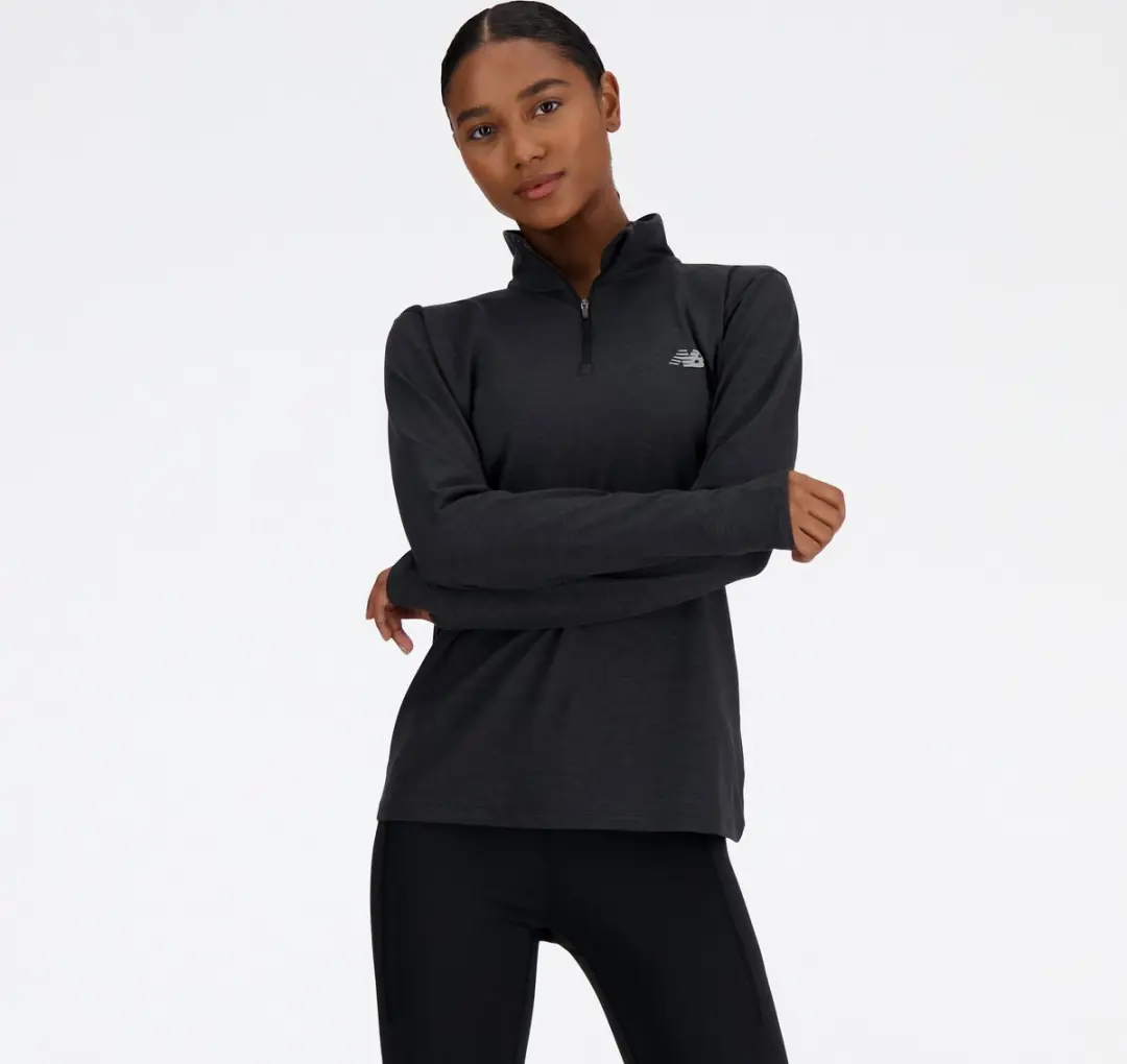 New Balance Sport Essentials Space Dye 1/4 Dames Sporttrui - S - Zwart