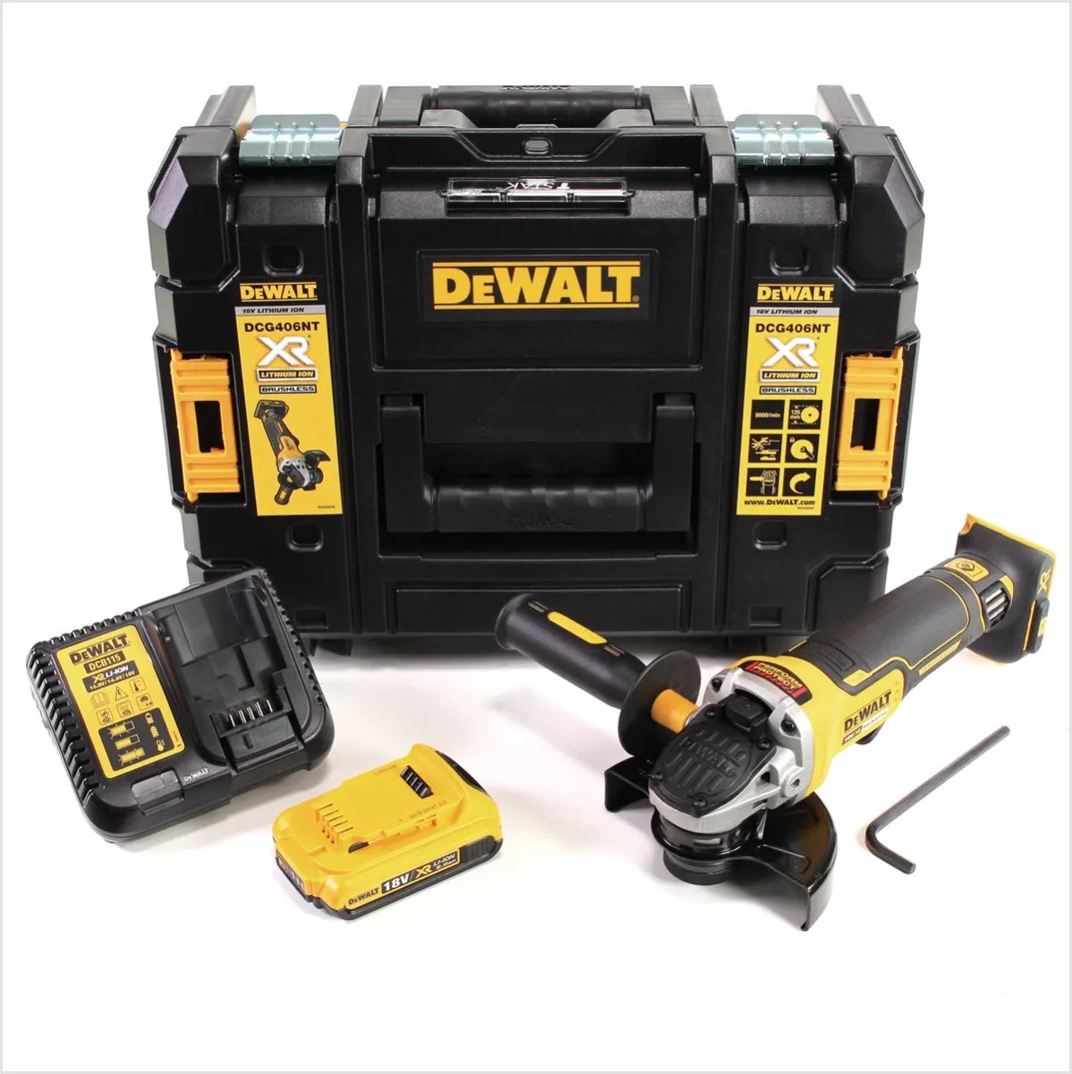 DeWalt DCG 406 D1 Haakse Slijper 18V 125mm - 2.0Ah - TSTAK - afbeelding 4 van 5