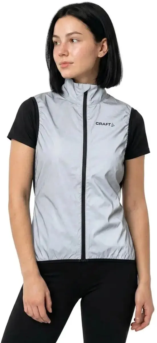 Craft Adv Essence Lumen Mouwloos Fietswindjack Dames M - Zilver Reflecterend