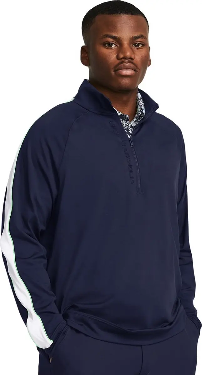 Under Armour Midlayer HZ Golftrui Heren - L - Zwart met witte accenten