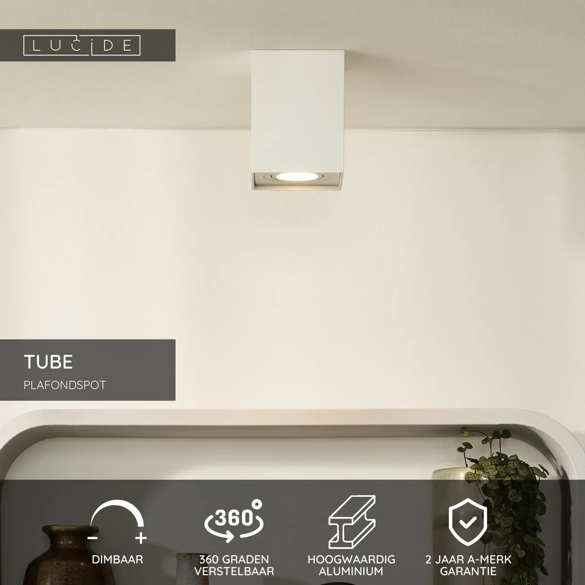 Lucide TUBE Plafondspot GU10 - Wit