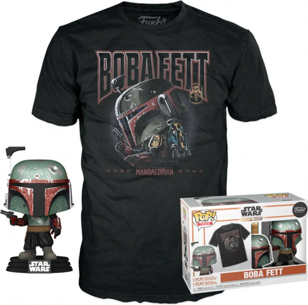 Funko POP! & Tee Box The Mandalorian Boba Fett - Zwart - afbeelding 3 van 4
