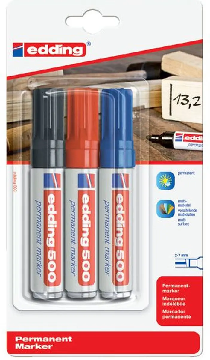 edding 500 Schuin Viltstift - 6 Stuks