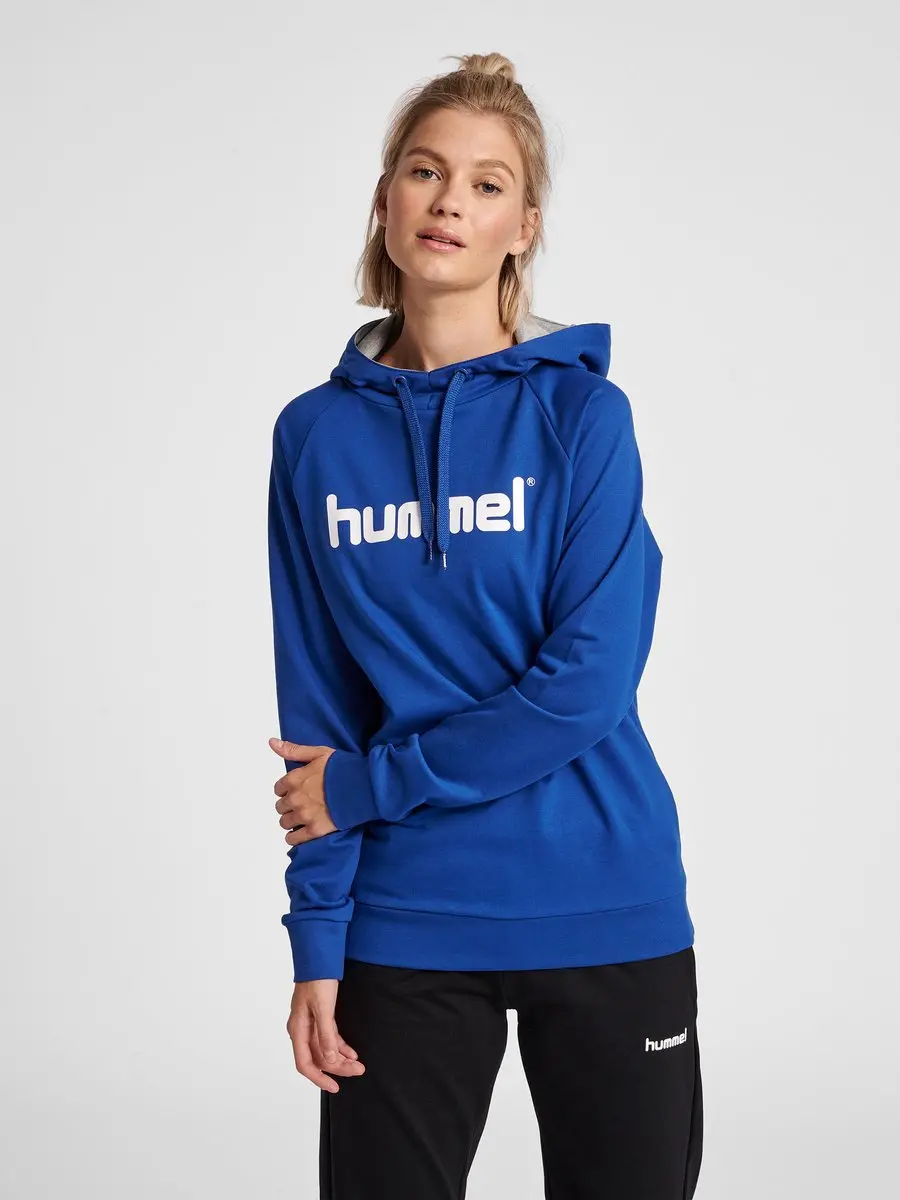 Hummel Go Cotton Logo Hoodie Dames - S - Blauw/Wit