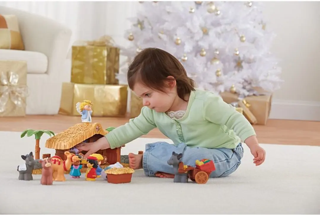 Fisher-Price Little People Kerststal Met Lichtgevende Engel - 3x Penlite