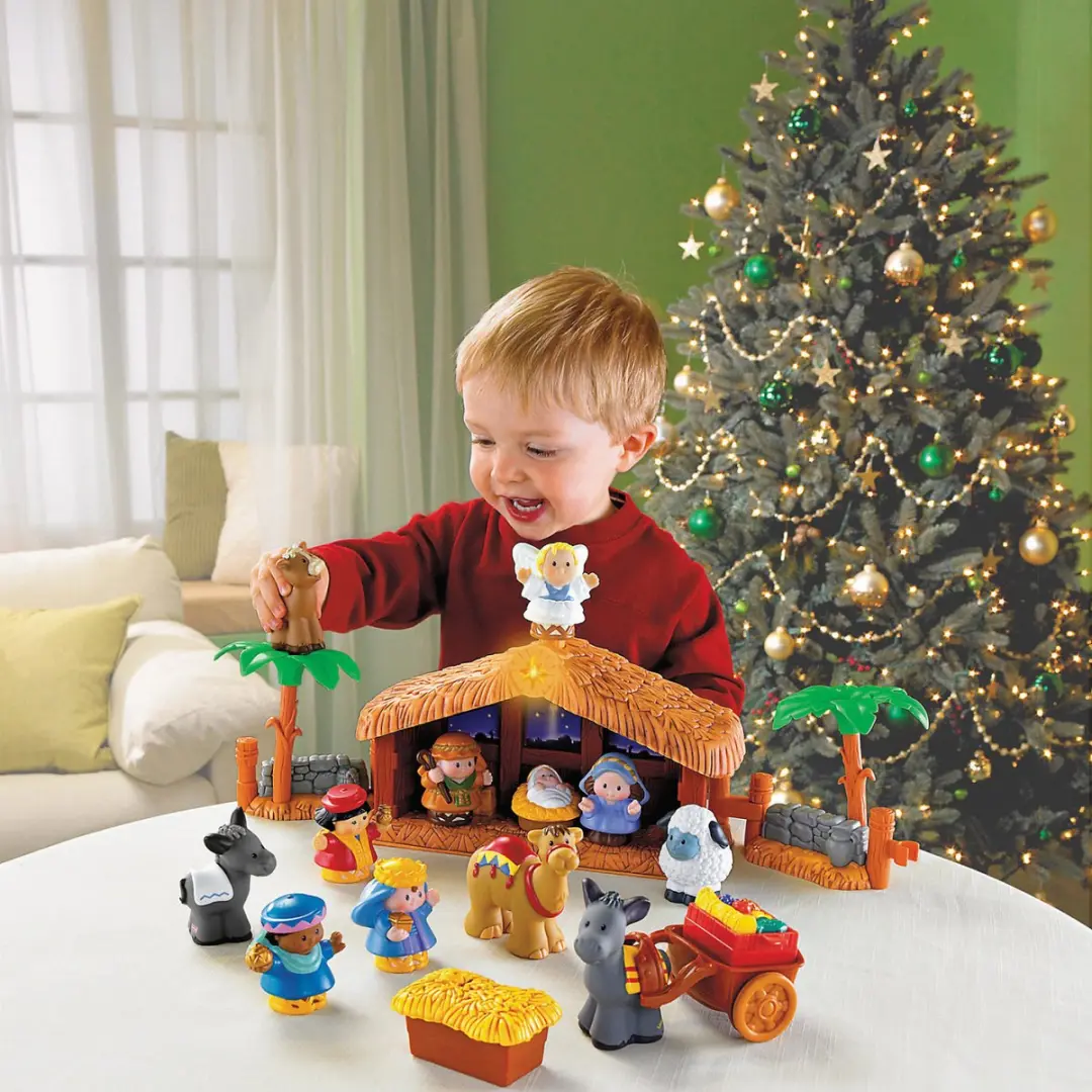 Fisher-Price Little People Kerststal Met Lichtgevende Engel - 3x Penlite