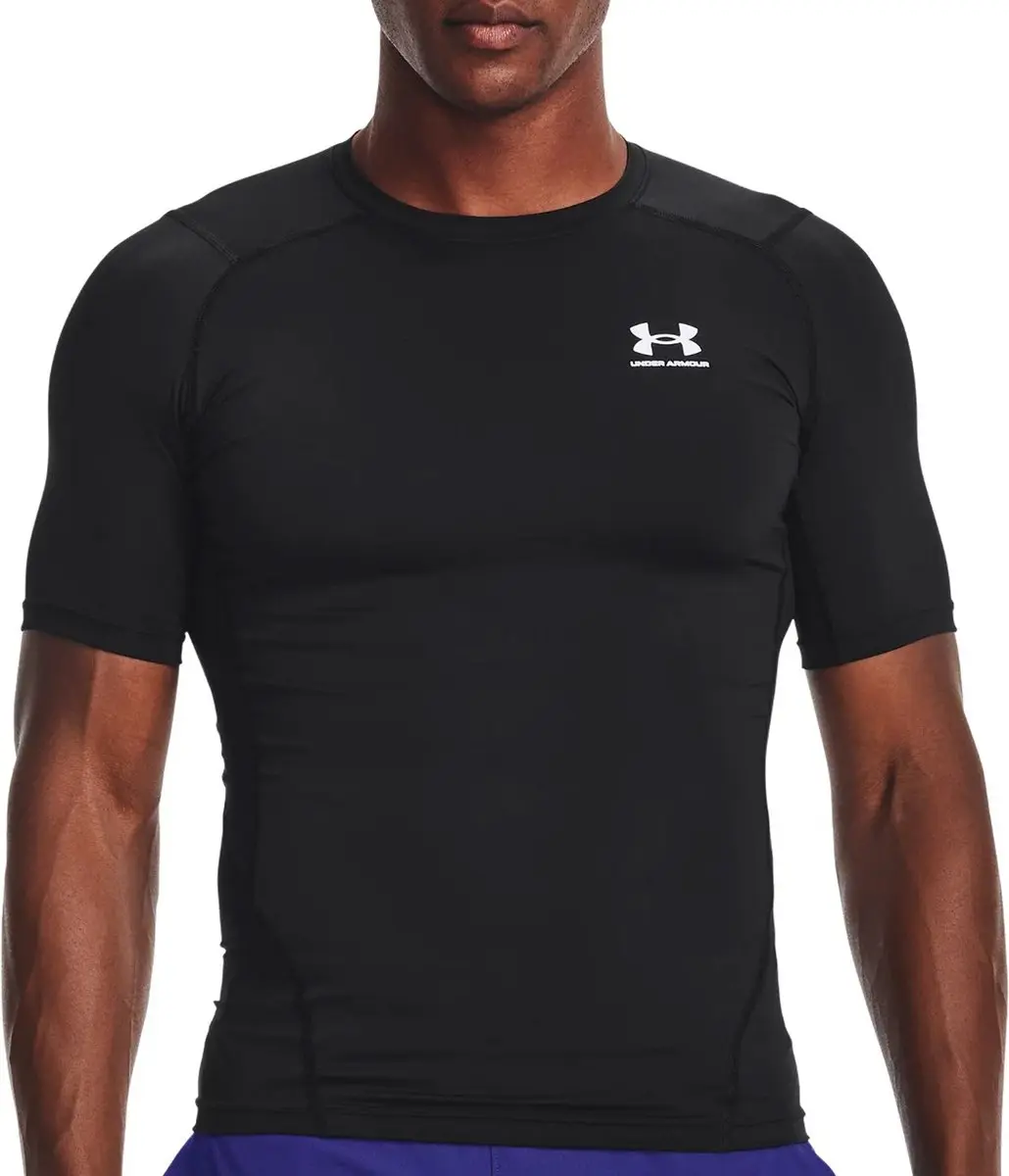 Under Armour HG Armour Comp SS Heren Sportshirt - Zwart/Wit