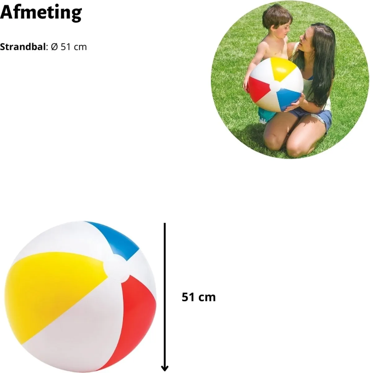 Intex Opblaasbare Strandbal Glossy 51cm - 5 Stuks - o.a. Wit/Blauw/Geel/Rood