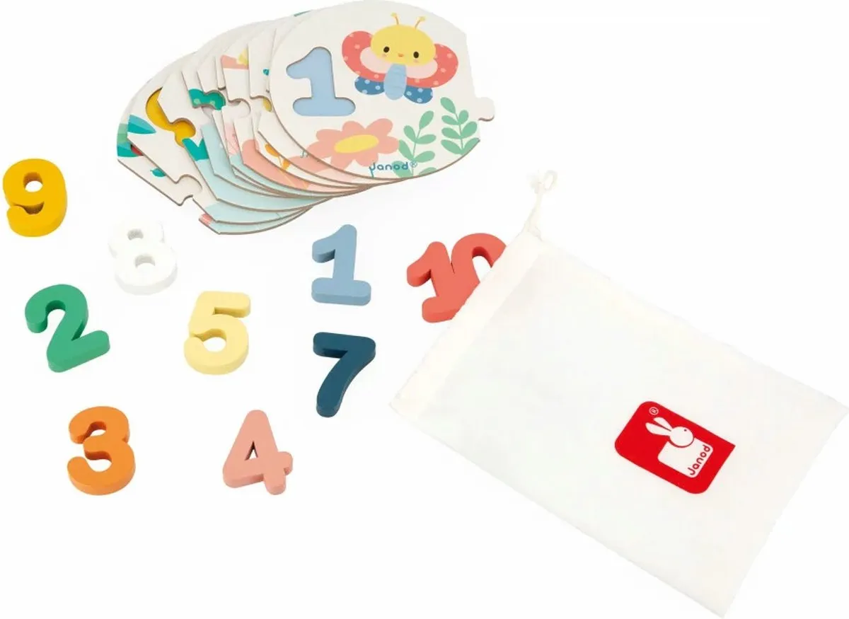 Janod Pure 8042 Leerpuzzel Cijfers - Meerkleurig - afbeelding 6 van 6