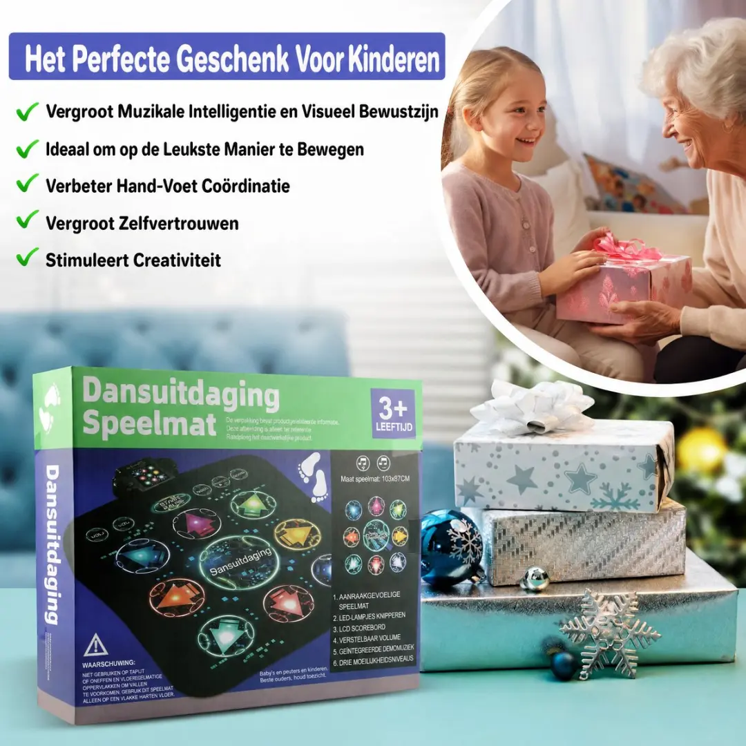 ECTEATOY Dansmat met LED - 9 Toetsen - Opvouwbaar