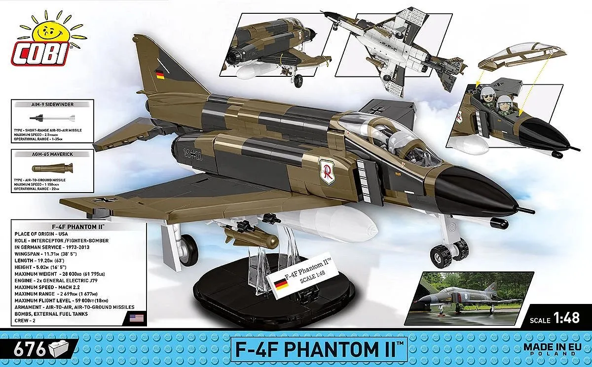 Cobi F-4F Phantom II Bouwset - 676 Onderdelen - Meerkleurig