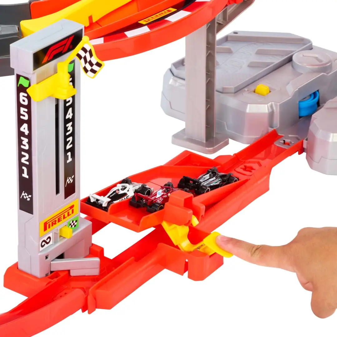 Hot Wheels Racing Formula 1 Downhill Circuit - 3 Metal F1-auto's JMC90