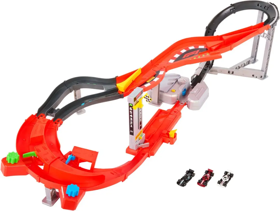 Hot Wheels Racing Formula 1 Downhill Circuit - 3 Metal F1-auto's JMC90