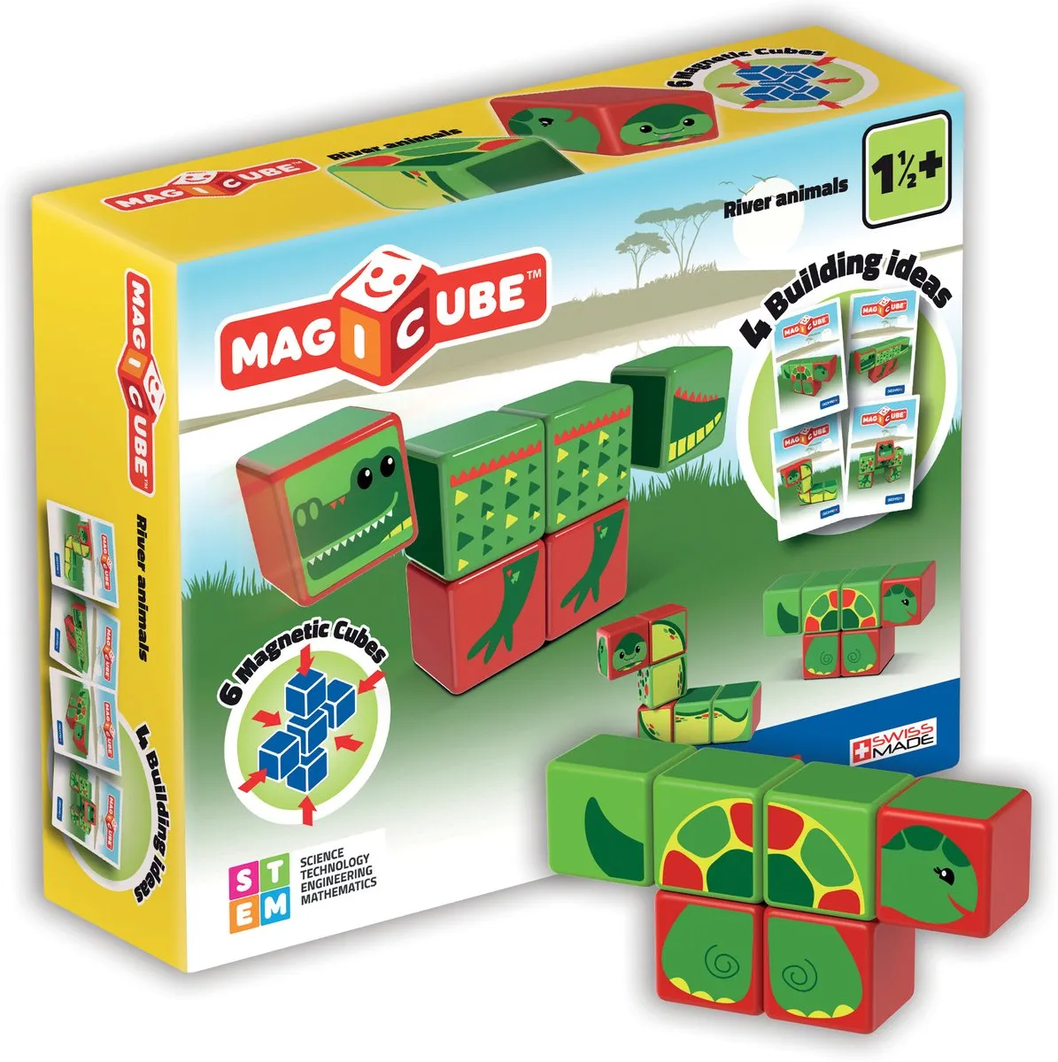 Geomag MagiCube River Animals - 6-delig Multicolor