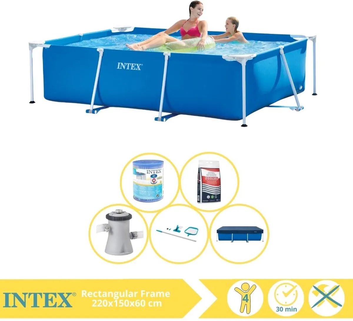 Intex 28270NP Opzetzwembad 220x150x60cm - Blauw/Wit - 1662L - afbeelding 2 van 6