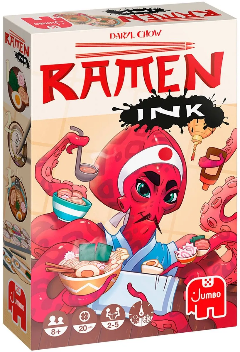 Jumbo Ramen Ink Kaartspel - 50 Kaarten - 6 Dobbelstenen