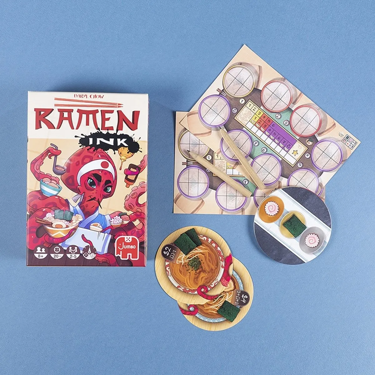 Jumbo Ramen Ink Kaartspel - 50 Kaarten - 6 Dobbelstenen