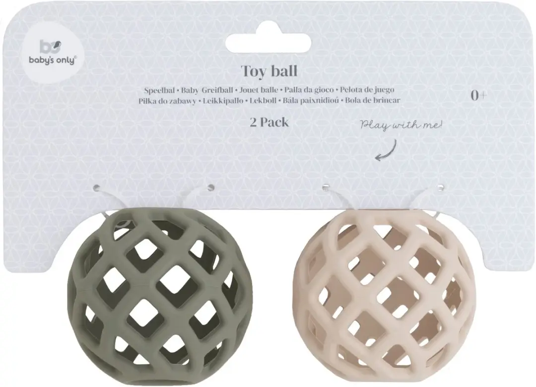 Baby's Only Speelbal Siliconen - 2 Stuks - Urban Green/Warm Linen