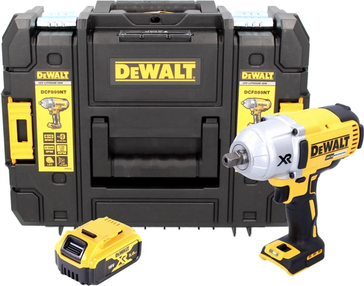 DeWalt DCF 899 NT Accu-Slagmoersleutel 18V 950Nm - 2400 Slagen/Min - 1x 5.0Ah Accu - afbeelding 4 van 5