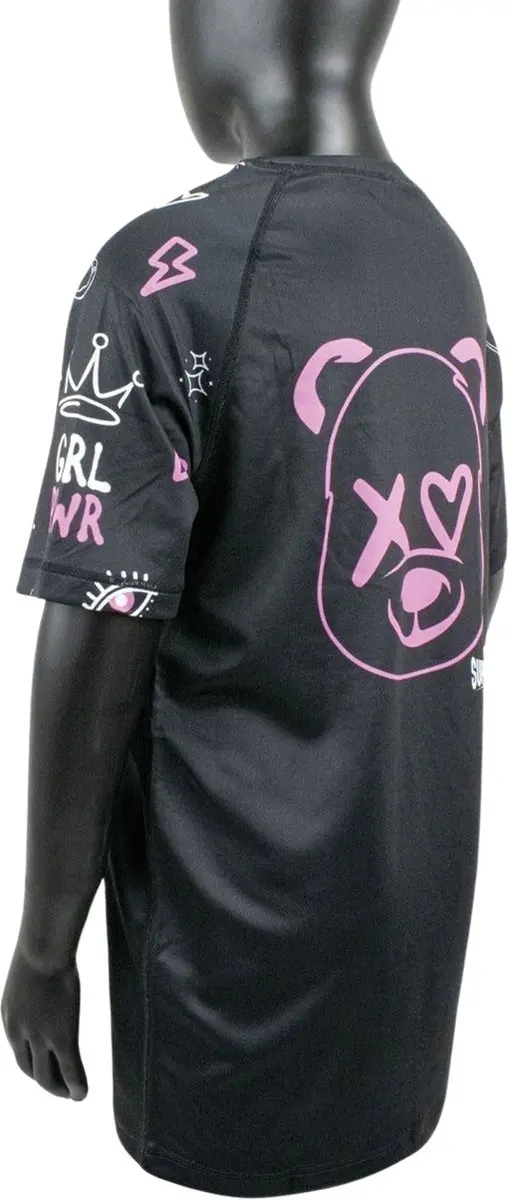 Super Pro Bear Sportshirt Meisjes 152 - Zwart/roze/wit
