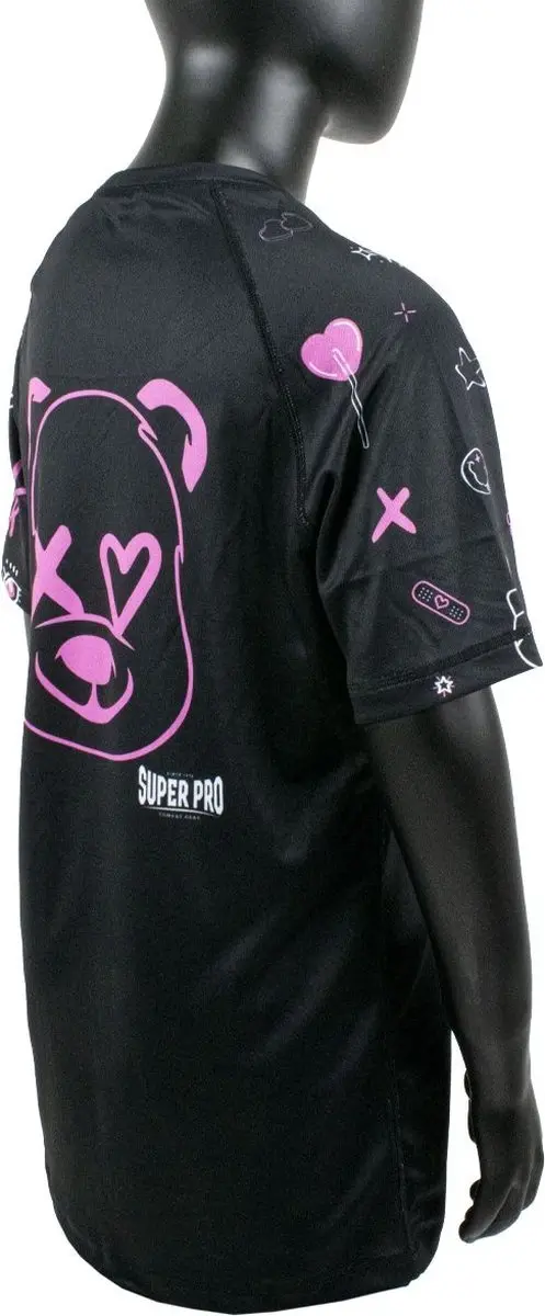 Super Pro Bear Sportshirt Meisjes 152 - Zwart/roze/wit