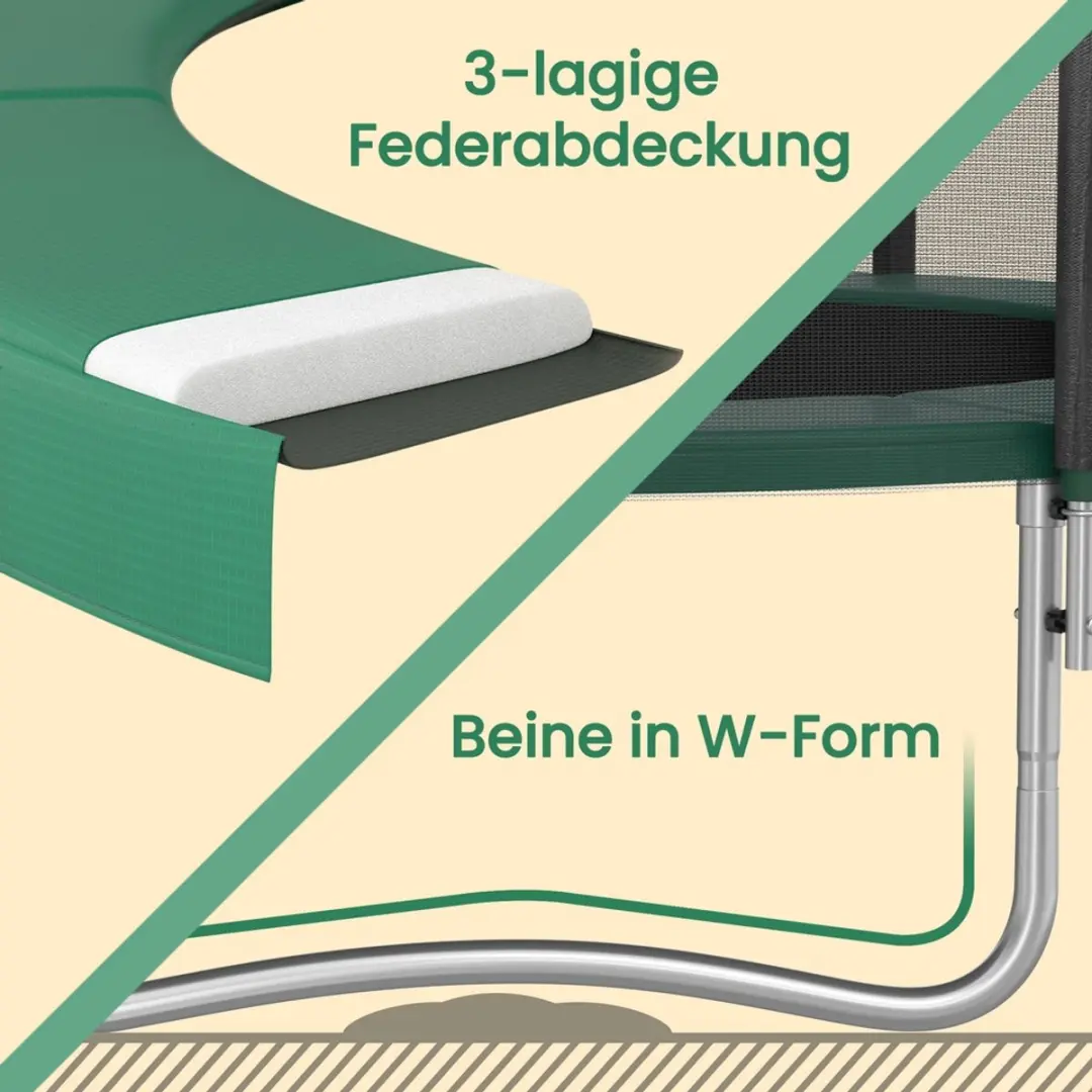 Songmics Trampoline 305cm - Veiligheidsnet & Ladder - Donkergroen