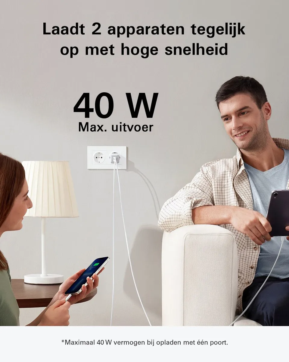 Anker Nano Pro A2038G21 USB-C Oplader 40W - 3 Outputs Wit