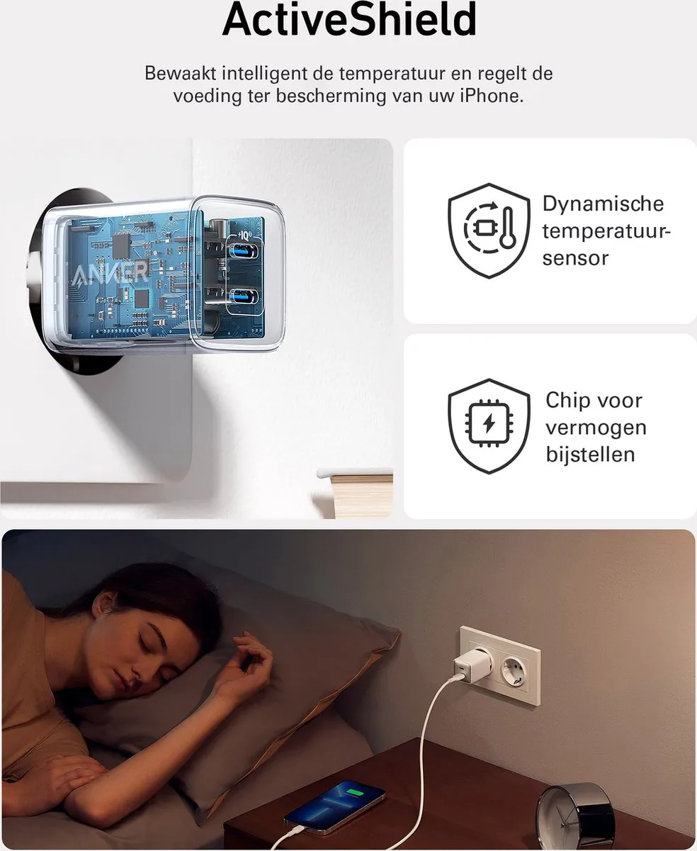 Anker Nano Pro A2038G21 USB-C Oplader 40W - 3 Outputs Wit