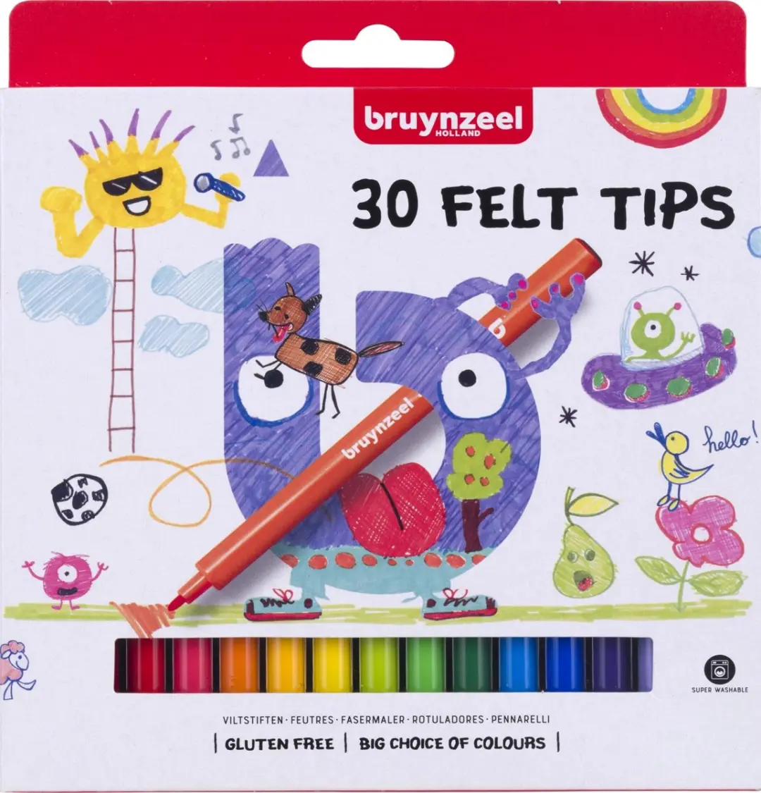 Bruynzeel Kids Viltstift 30st Assorti - 6 Stuks