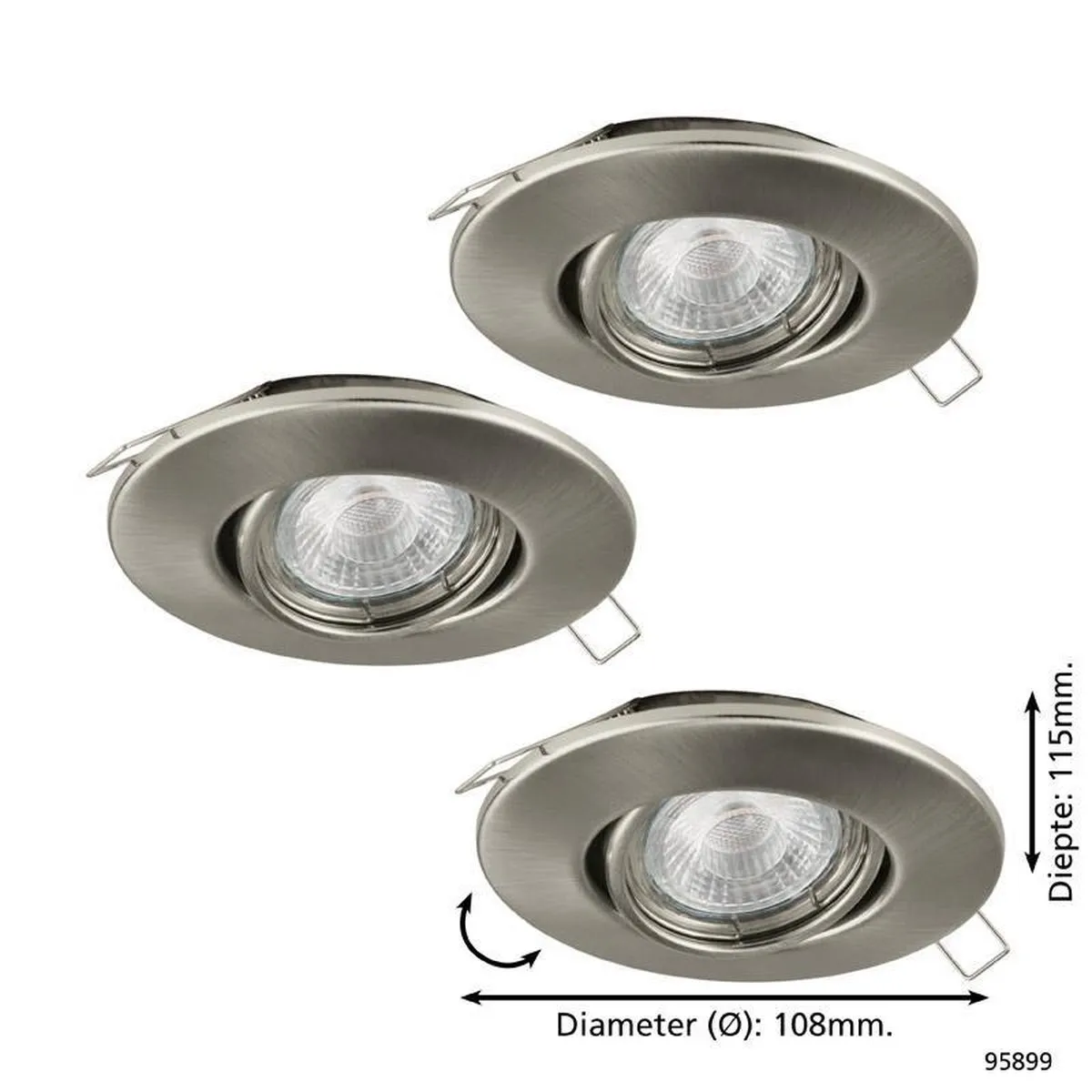 Eglo Peneto 1 Inbouwarmatuur 3 Spots - Ø108cm Nikkel-Mat