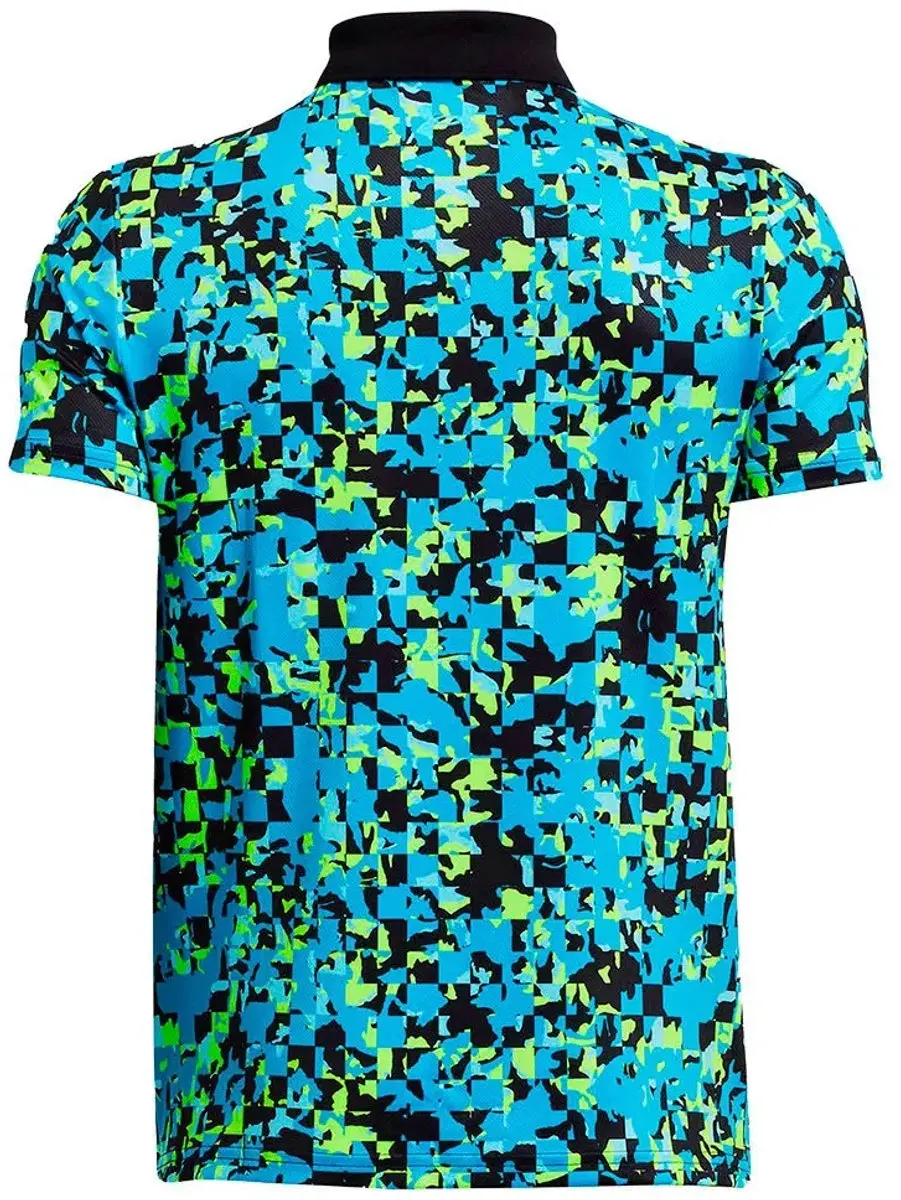 Under Armour Golf Performance Printed Junior Polo 1328471-972 - 14-16 Years - Capri/High Vis Yellow/Black