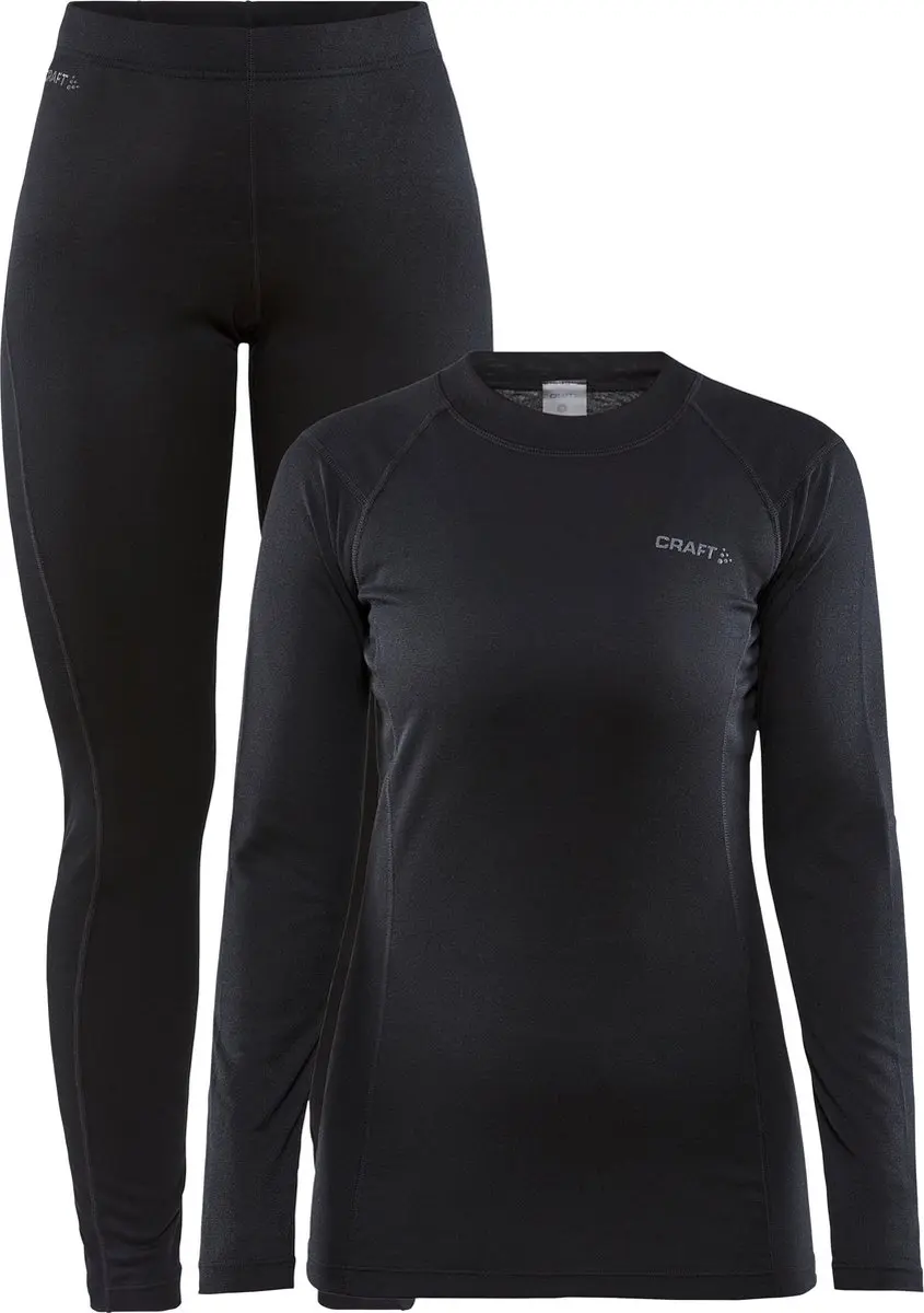 Craft Core Warm Baselayer Dames - Shirt & Broek XL - Zwart