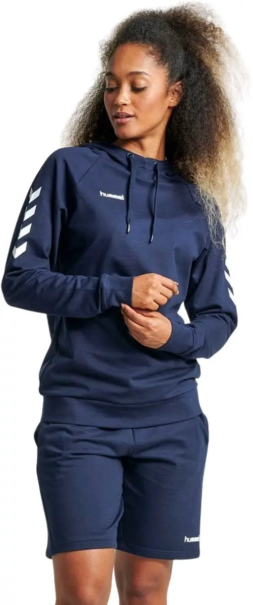 hummel Go Cotton Hoodie Dames XXL - Donkerblauw/Wit